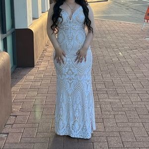 White and nude sequence night event dress